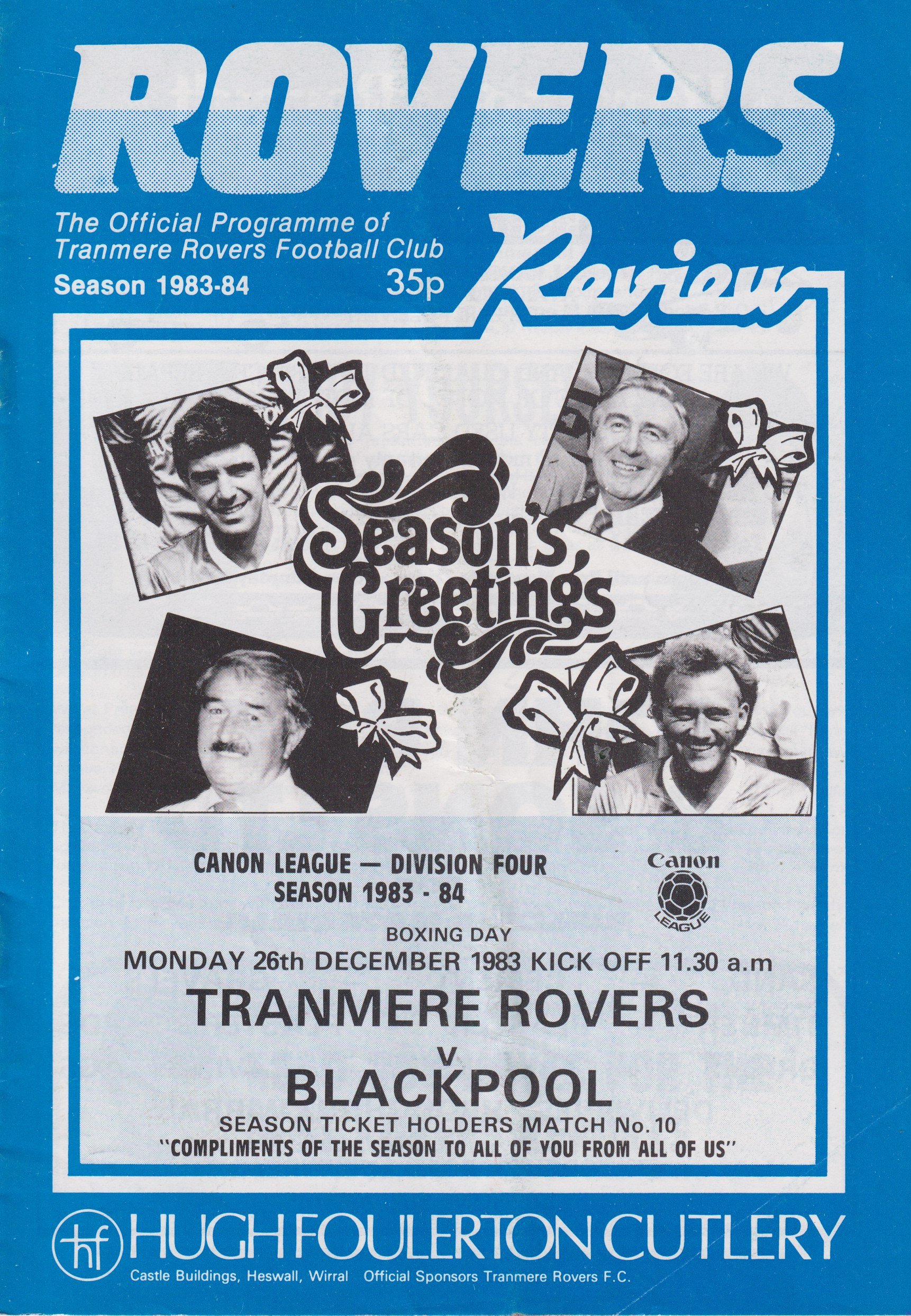 Tranmere Rovers v Blackpool match programme